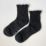 Ruffled Hugger Crew Socks, Black