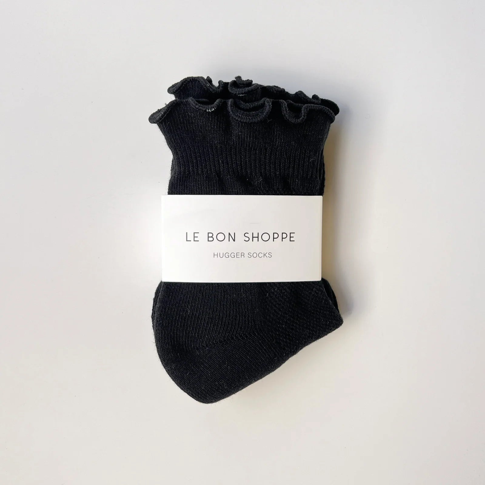 Ruffled Hugger Crew Socks, Black