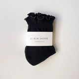 Ruffled Hugger Crew Socks, Black