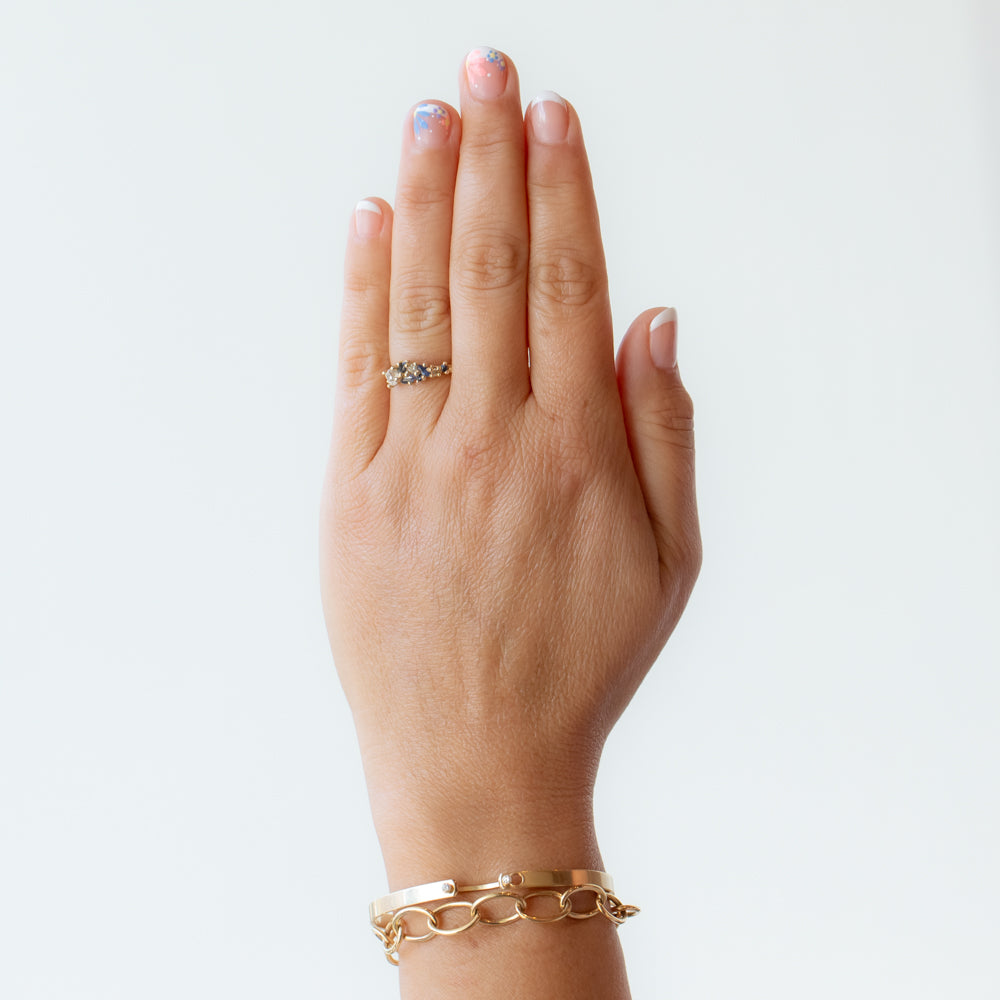 Diamond and Sapphire Tapering Cluster Ring