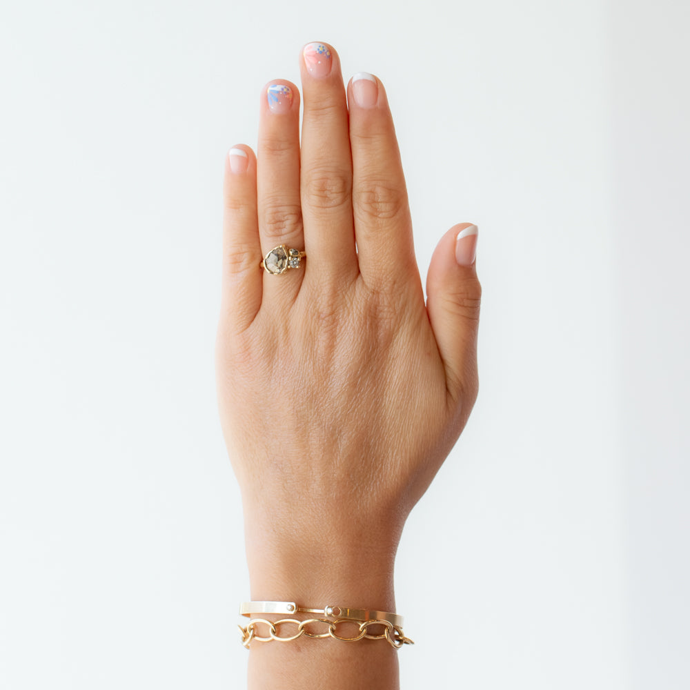 Speckled Rose-Cut Champagne Diamond Cluster Ring