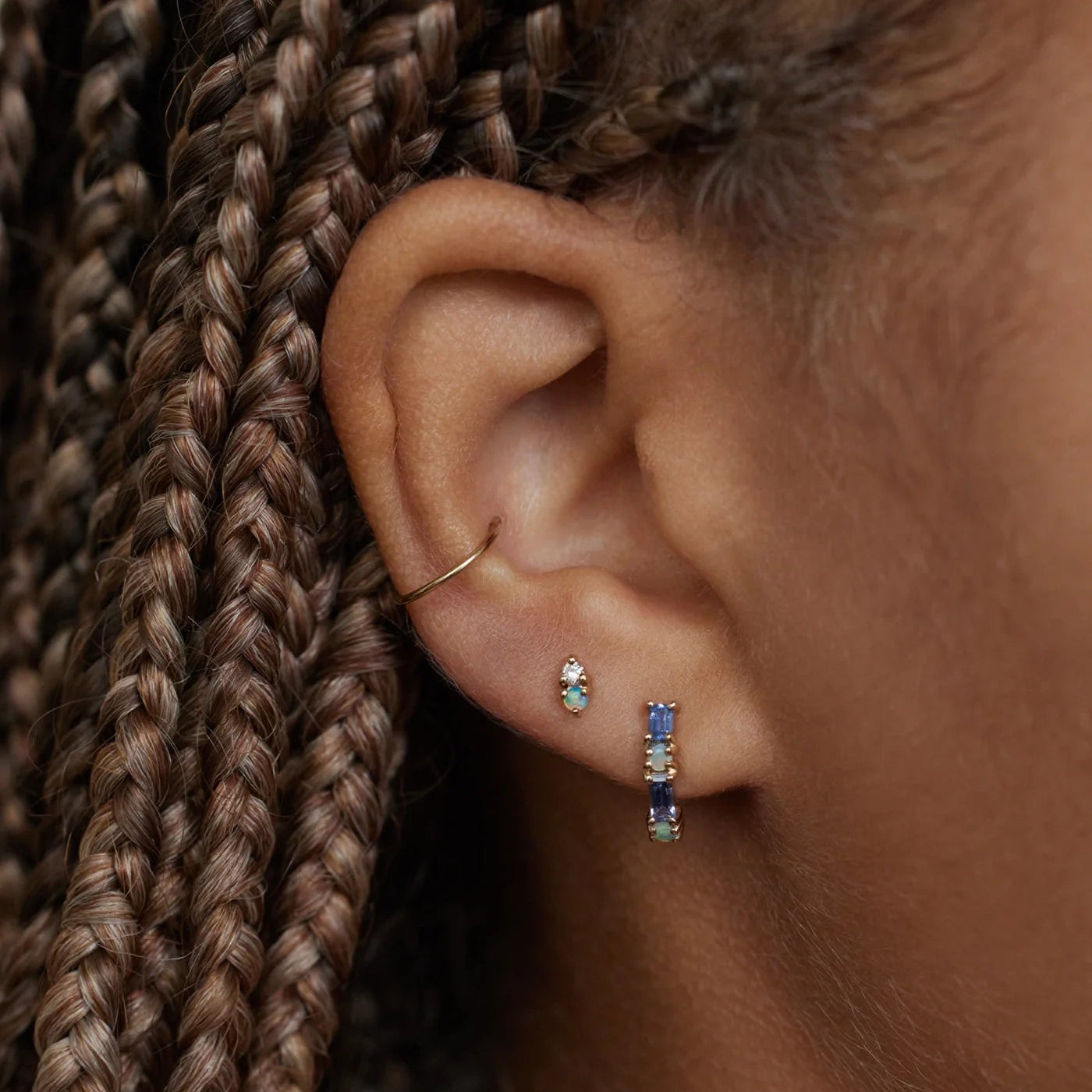 Pillar Huggie Stud Earrings