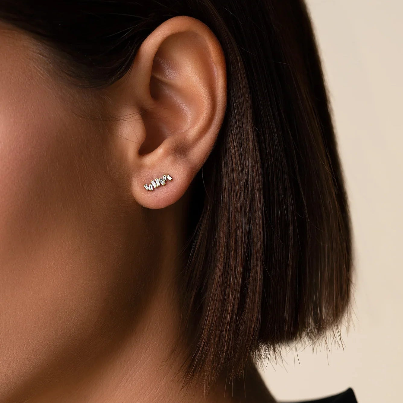 Classic Diamond Bar Stud Earrings