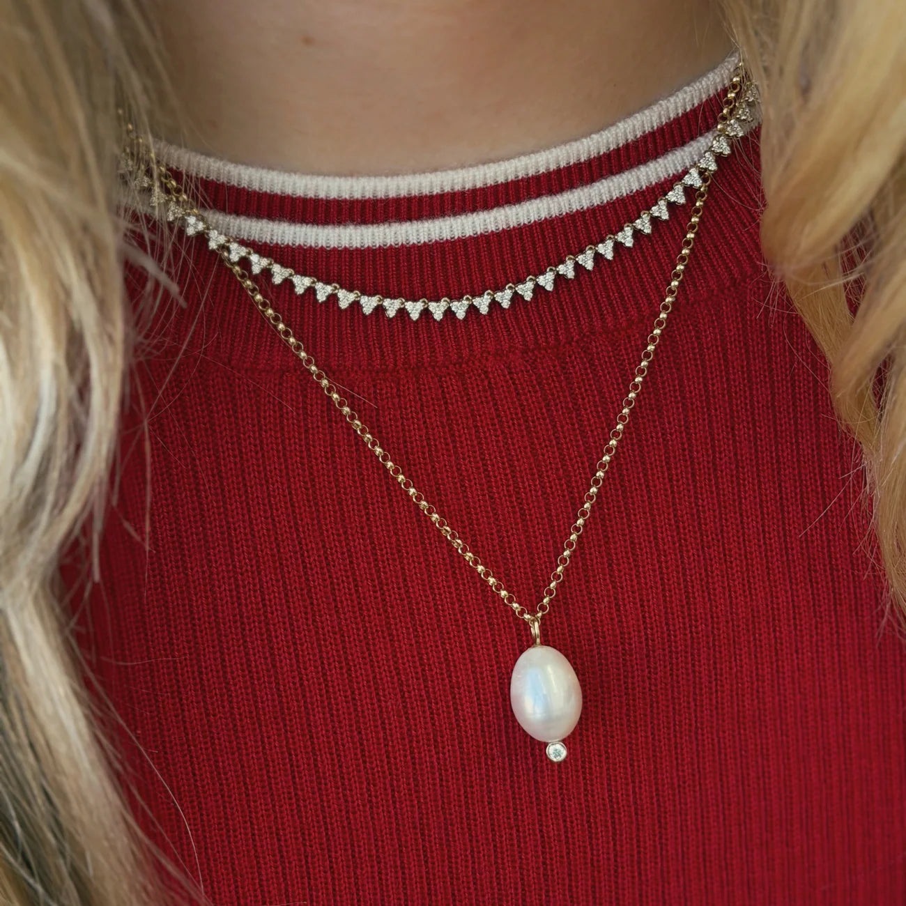 Baroque Pearl Diamond Droplet Charm