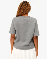 Short Sleeve Sweatshirt, Grey Melange Embroidered Oui