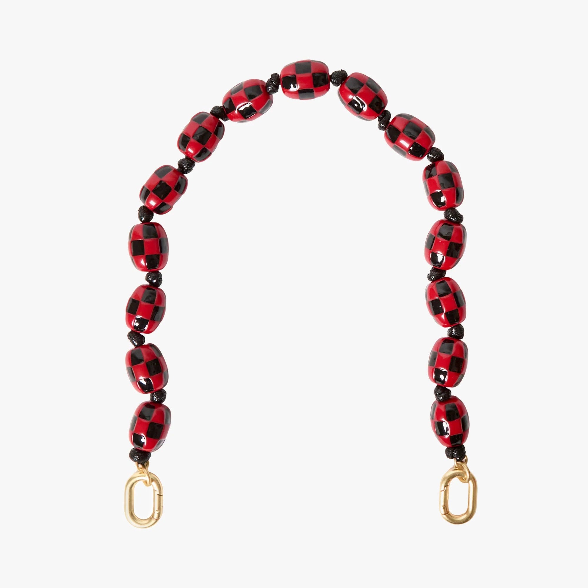 Shortie Strap, Black and Red Checker Resin