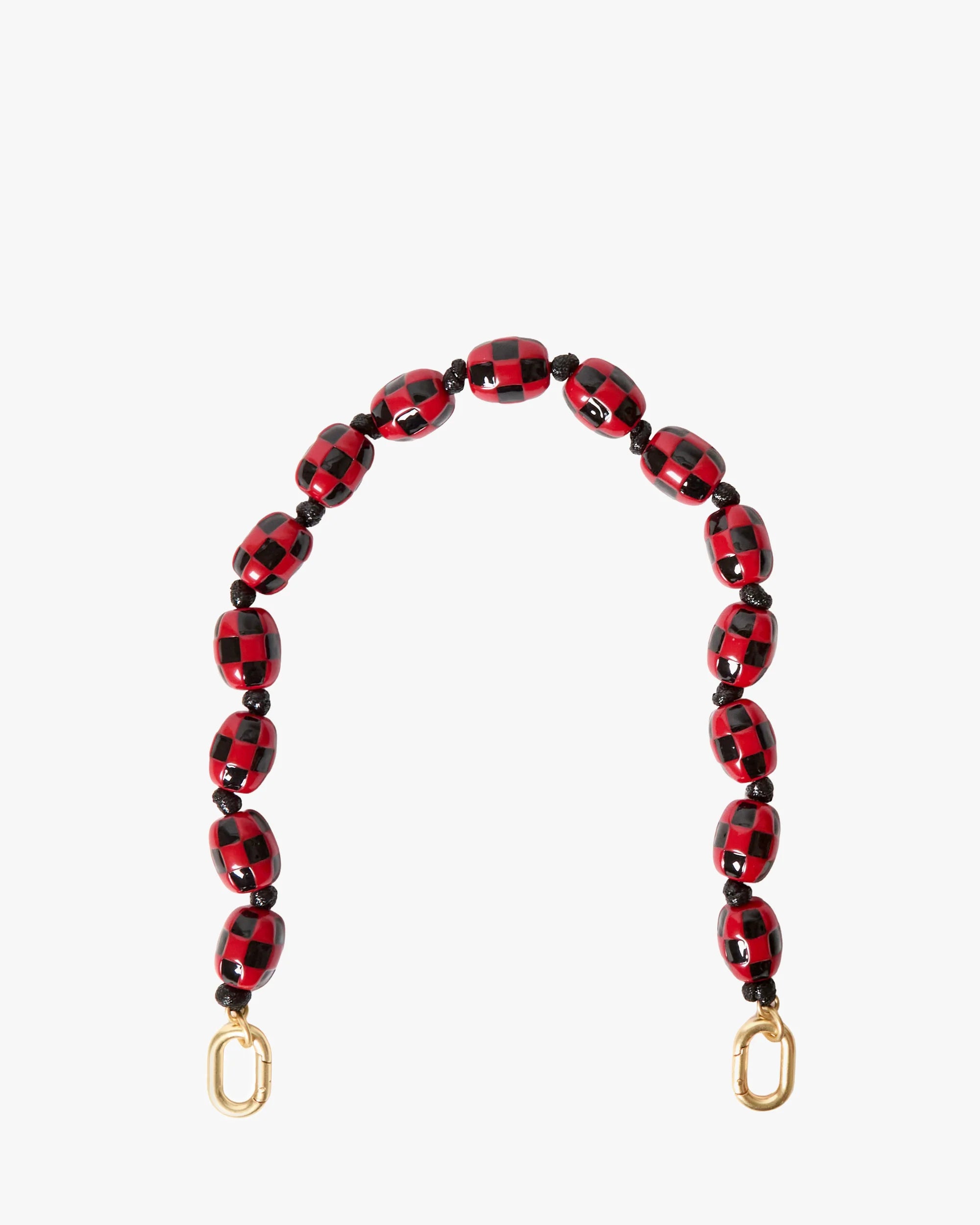 Shortie Strap, Black and Red Checker Resin