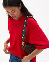 Shoulder Strap, Black Naturelle with Studs