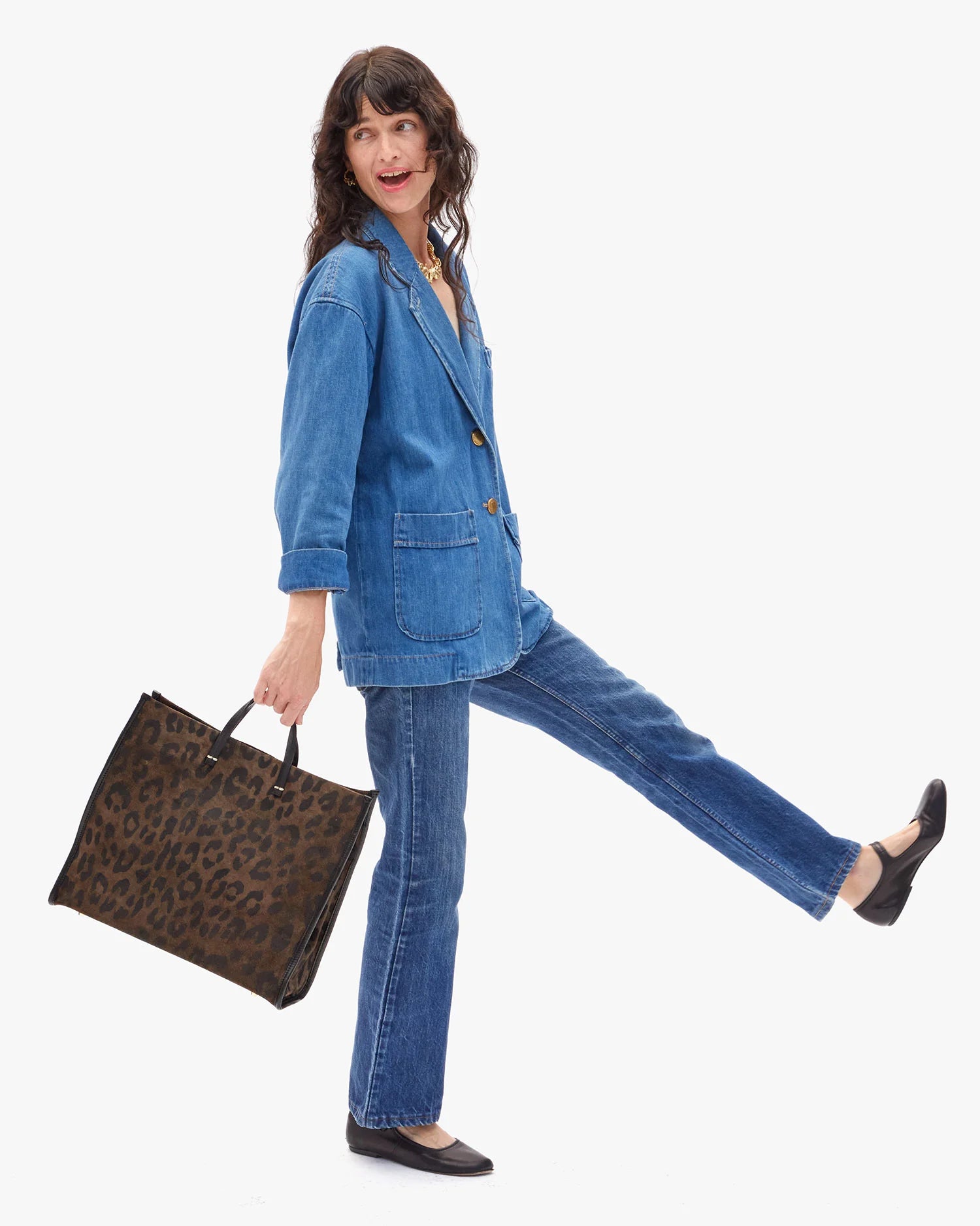 Simple Tote, Cocoa Pablo Cat Suede