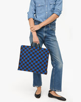 Clare V. | Summer Simple Tote, Deep Blue and Chocolate Checker