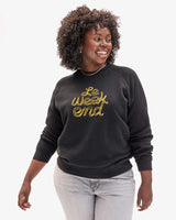 Sweatshirt, Black Embroidered Le Weekend