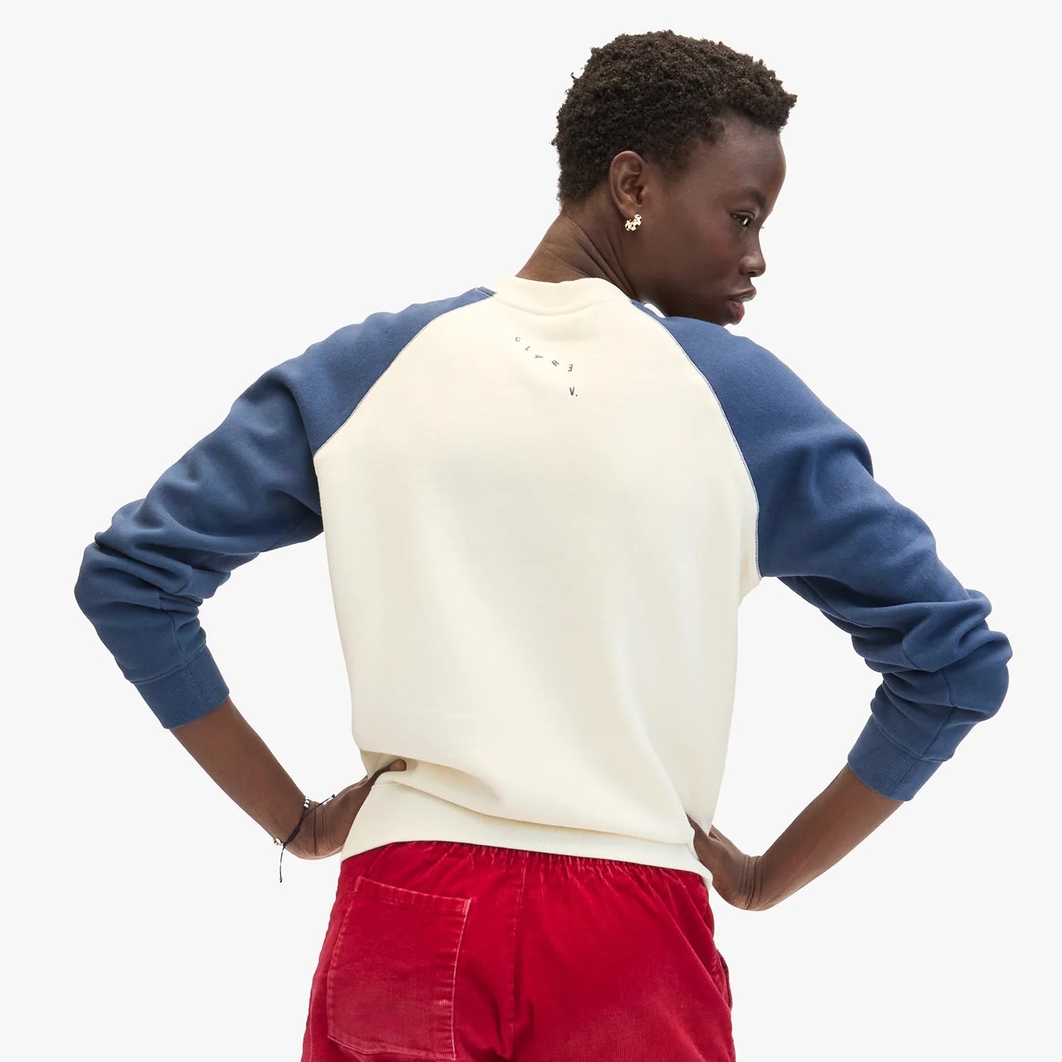 Sweatshirt, Embroidered Sardine, Cream / Navy
