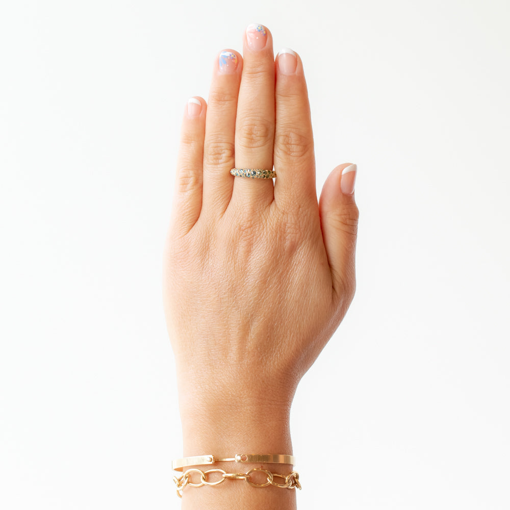 Barbed Blue and Green Diamond Medium Duomo Ring