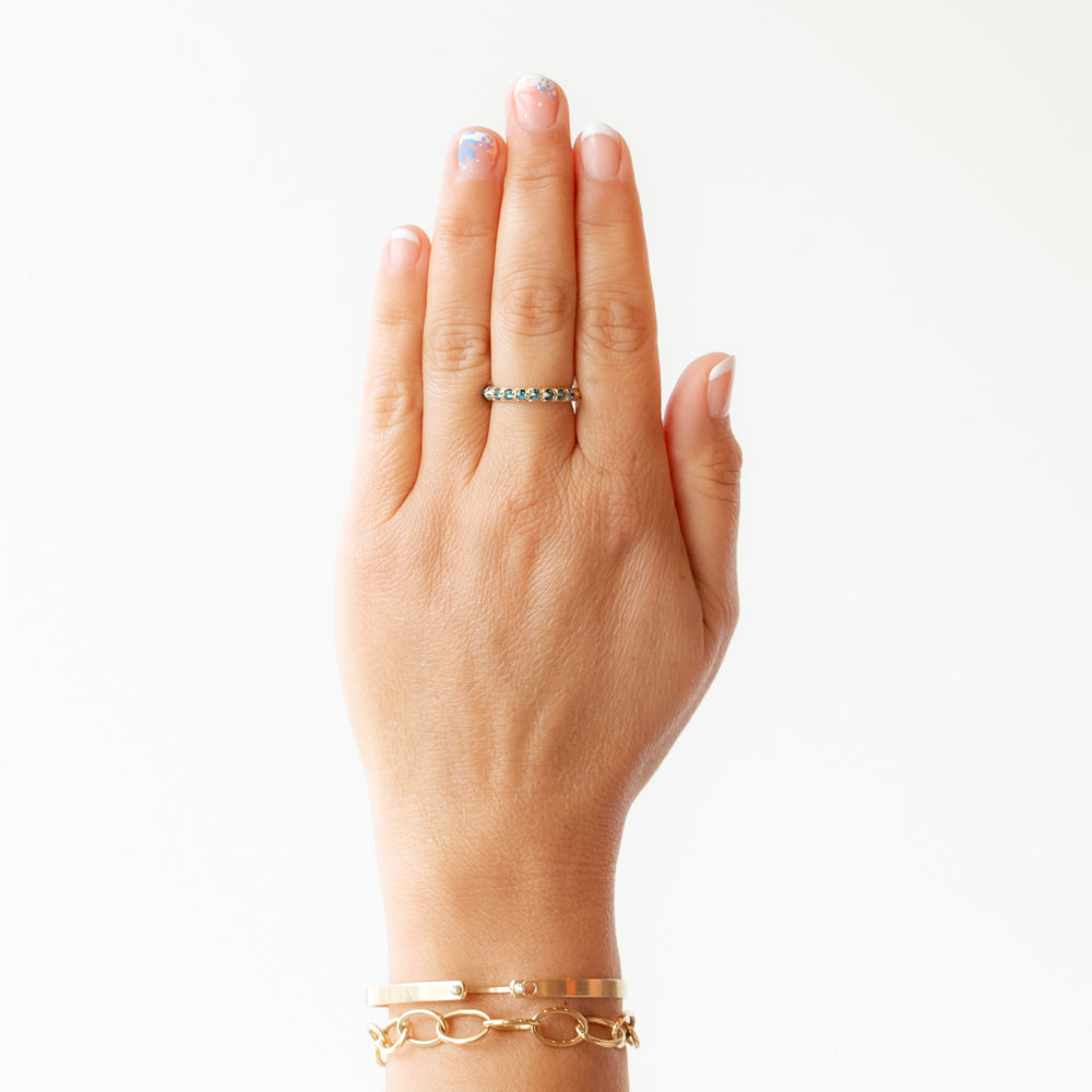 Barbed Blue Diamond Half Eternity Ring