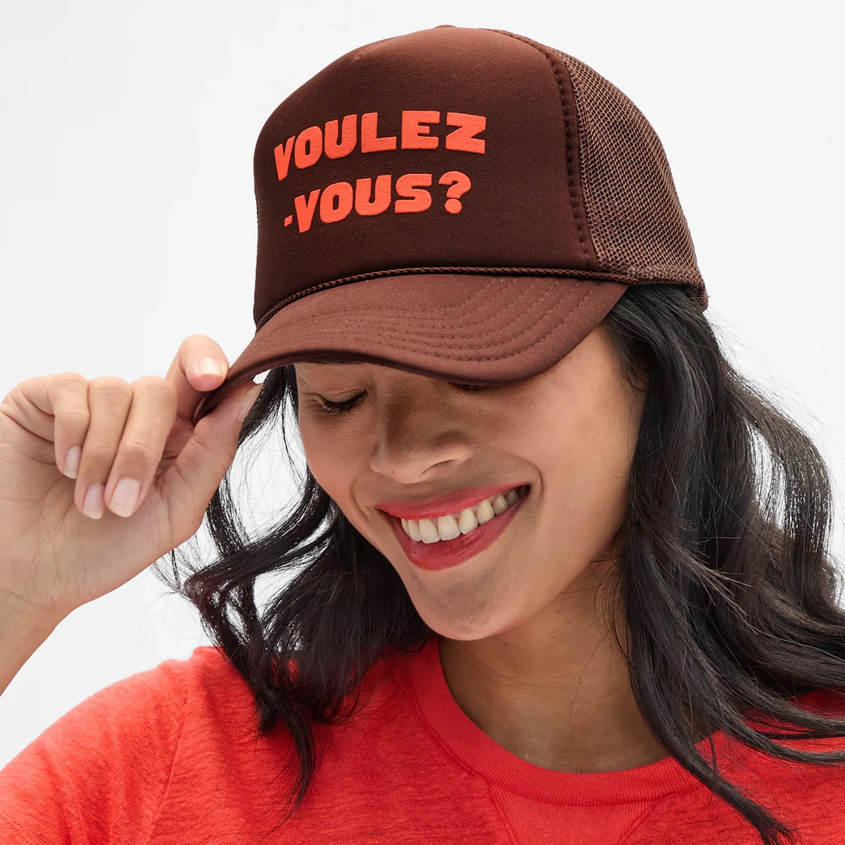 Trucker Hat, Chocolate with L'Orange Voulez-Vous?