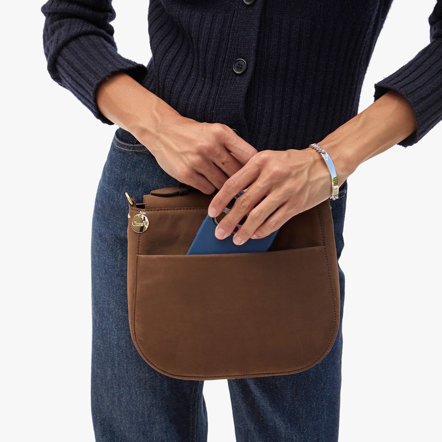 Turnlock Louis with Top Handle, Choco Bar Nubuck