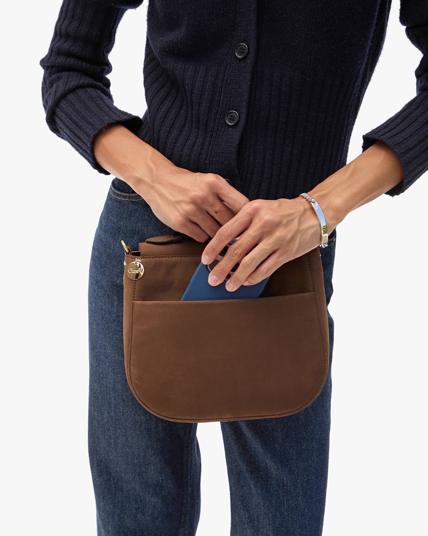 Turnlock Louis with Top Handle, Choco Bar Nubuck