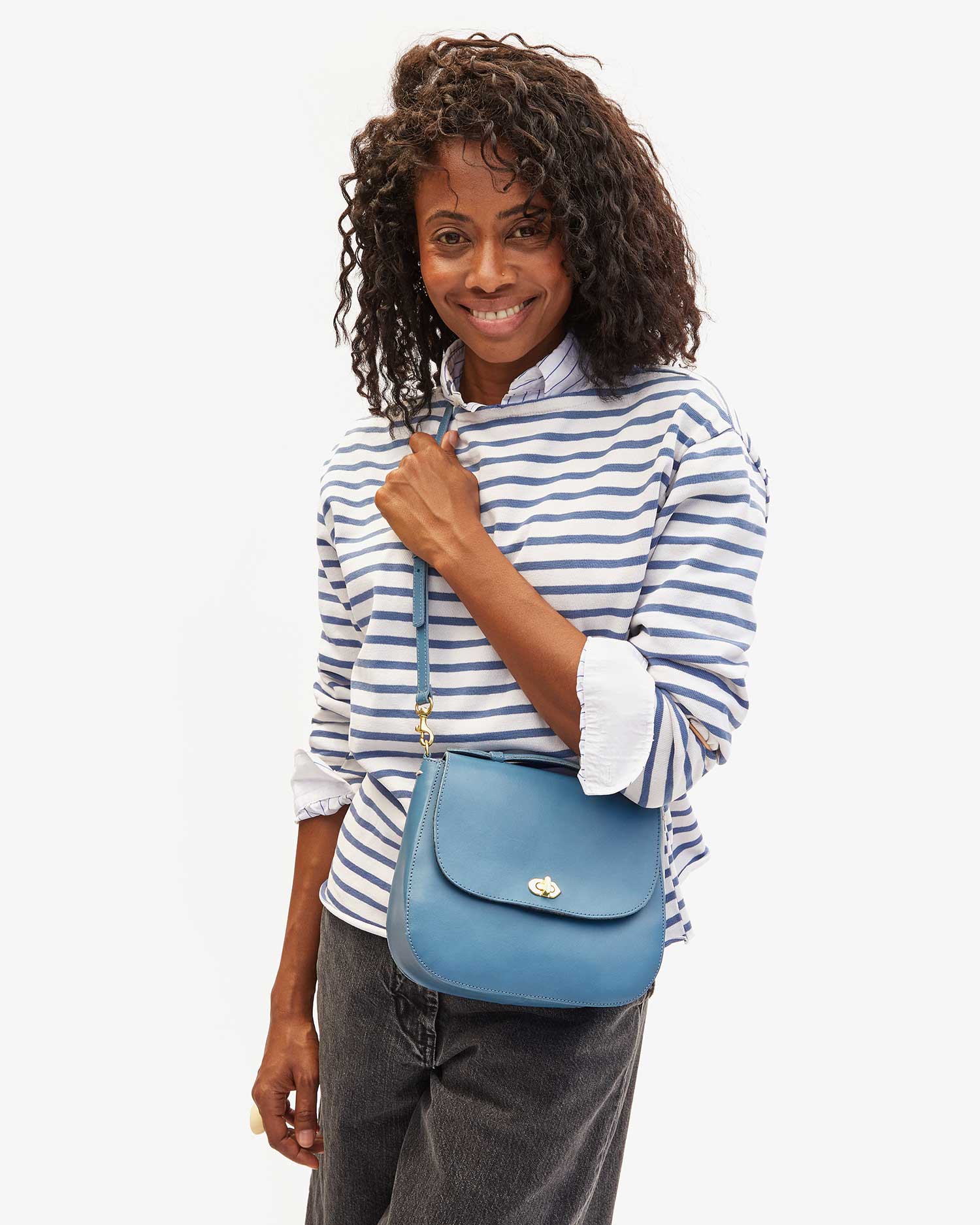 Clare V. | Turnlock Louis Bag, Desert Blue – LAPIS