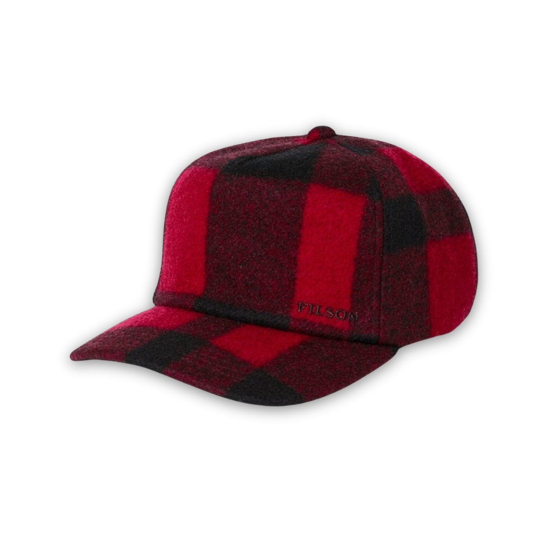 Mackinaw Wool Forester Cap, Red and Black Plaid