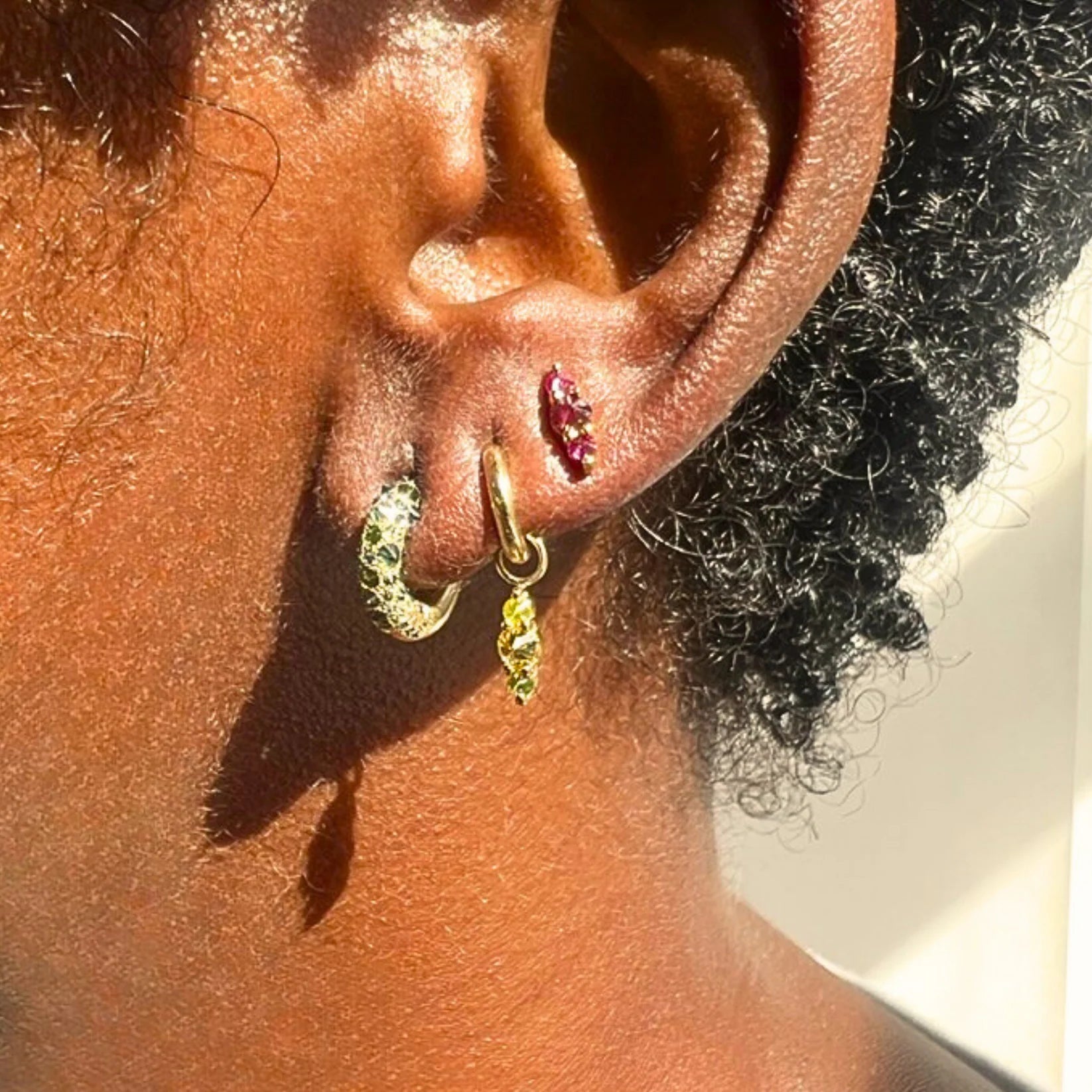 Barbed Diamond Huggie Hoop Earrings