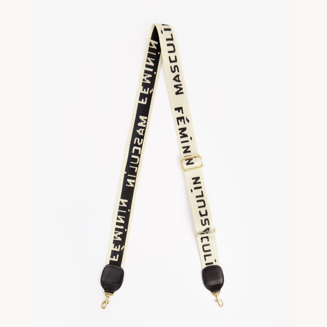 Adjustable Crossbody Strap, Cream and Black Masculin Feminin