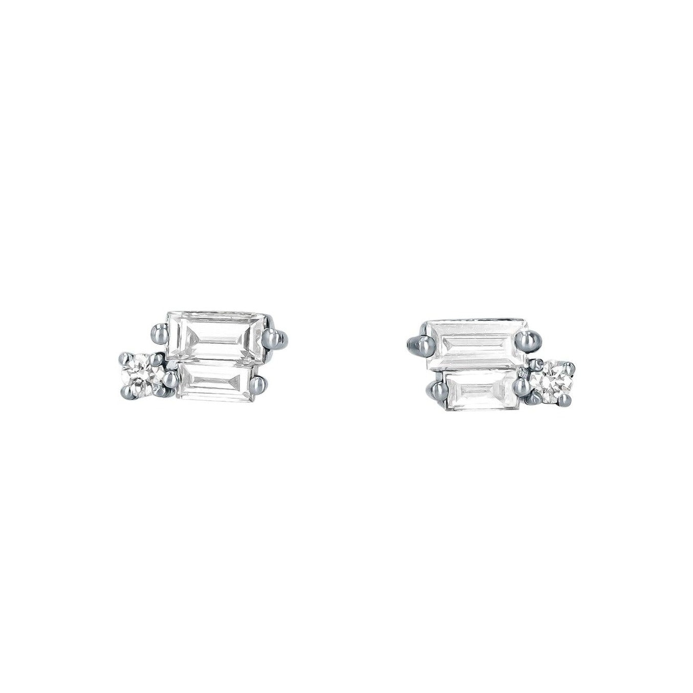 Suzanne Kalan | 18k Layered White Diamond Stud Earrings