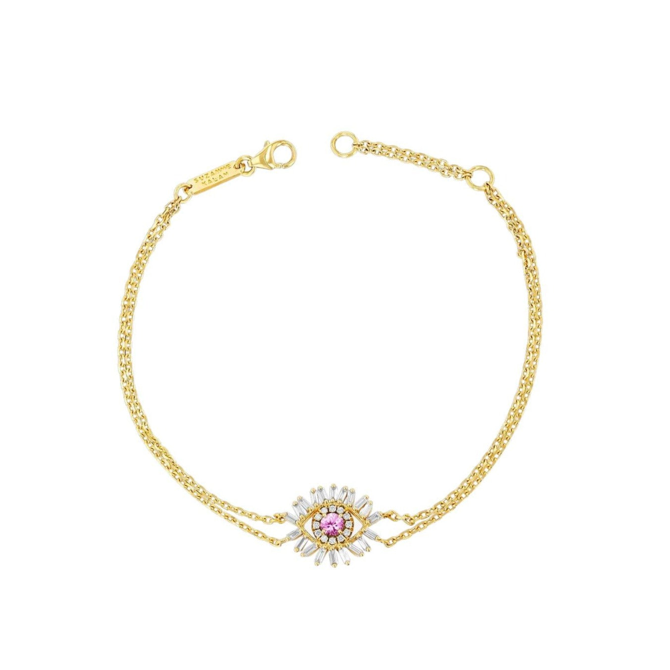 Suzanne Kalan | 18k Mini Evil Eye Pink Sapphire Chain Bracelet