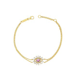 Suzanne Kalan | 18k Mini Evil Eye Pink Sapphire Chain Bracelet
