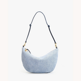 Lune Shoulder Bag, Light Blue Denim Suede