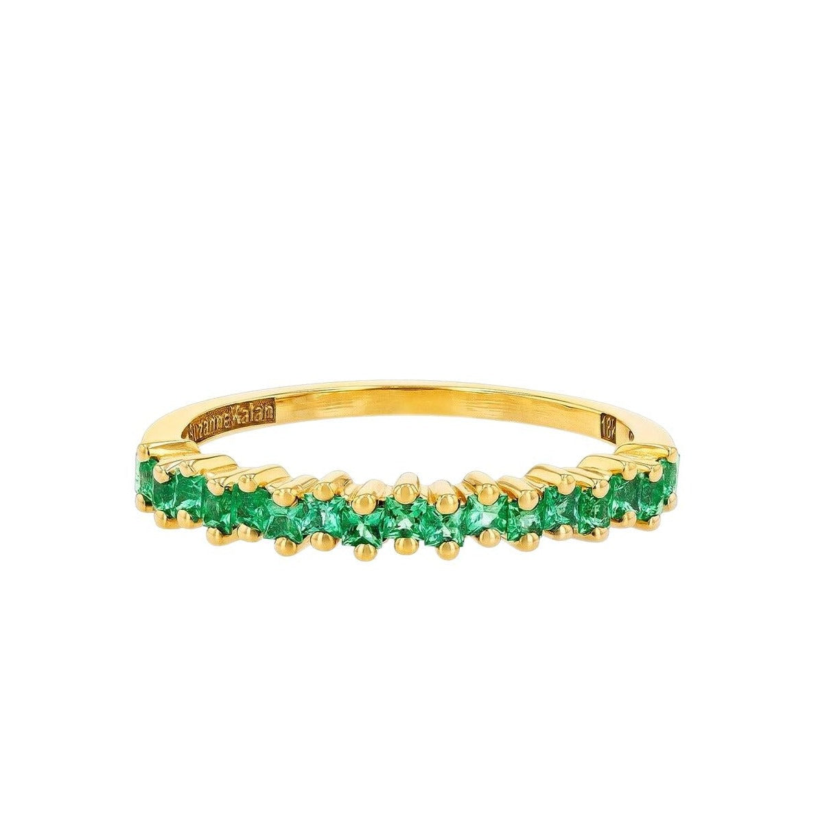 Suzanne Kalan | 18k Princess Cut Emerald Mini Half Band