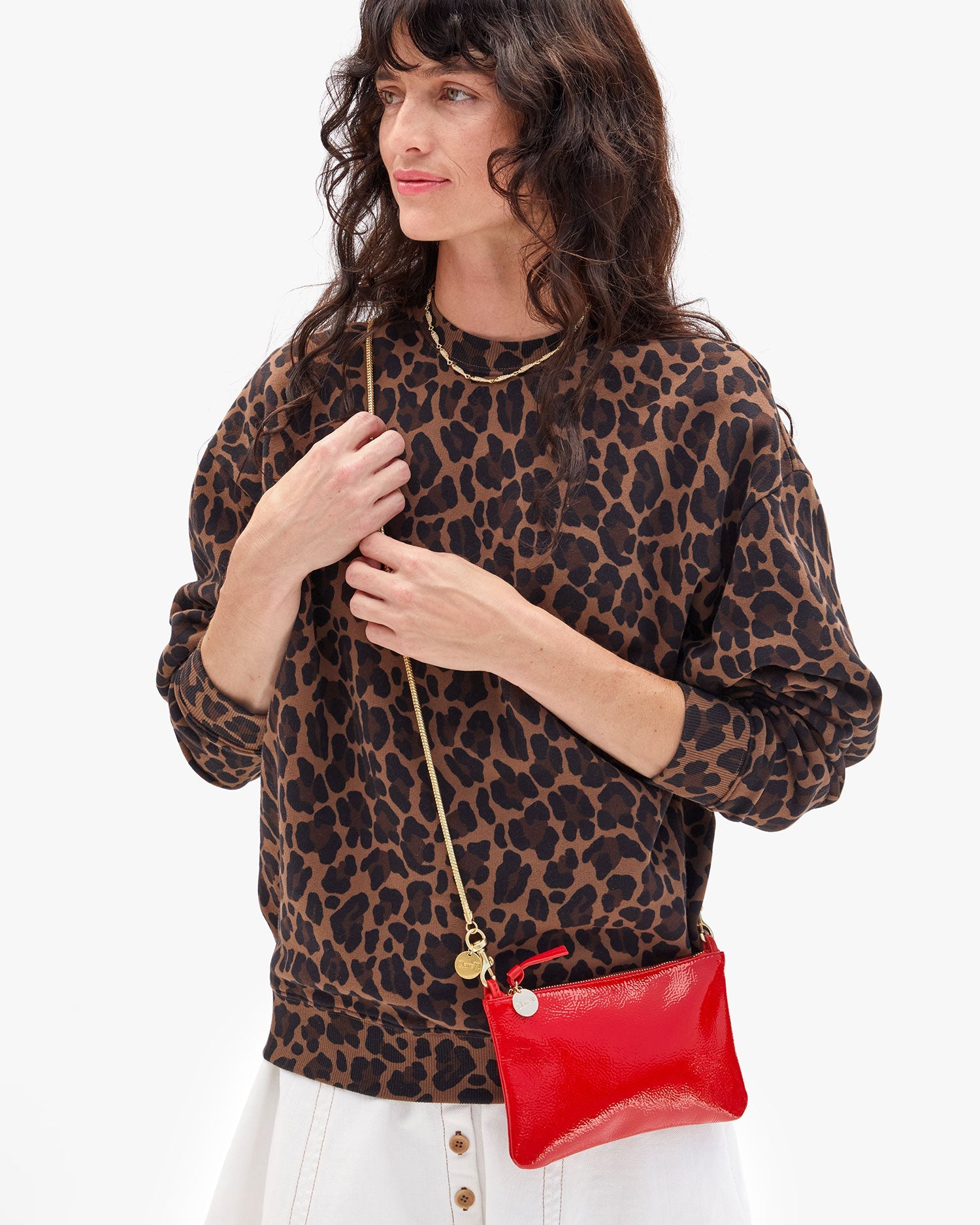 Wallet Clutch with Tabs, Super Red Pucker Patent