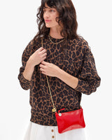 Wallet Clutch with Tabs, Super Red Pucker Patent