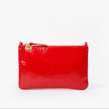 Wallet Clutch with Tabs, Super Red Pucker Patent