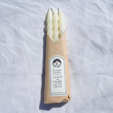 White Beeswax Spiral Taper Candles, Set of 3