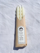 White Beeswax Spiral Taper Candles, Set of 3