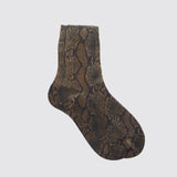Wild Snake Print Silk Socks, Brown