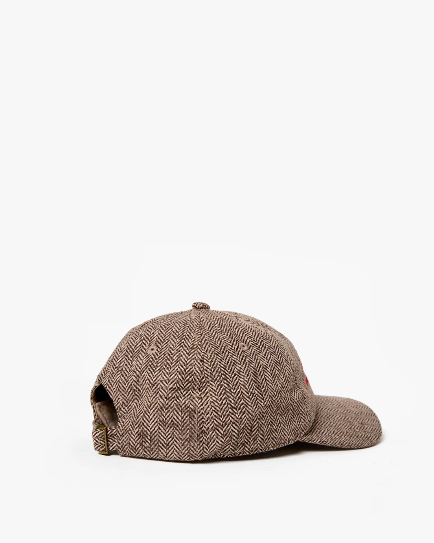 Wool Baseball Hat, Taupe and Red Embroidered Ciao