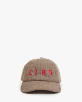 Wool Baseball Hat, Taupe and Red Embroidered Ciao