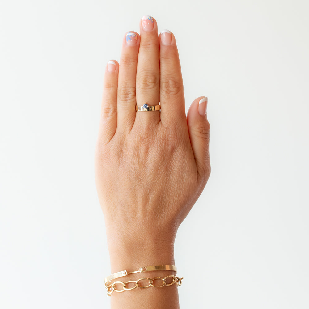 Small Round Light Blue Sapphire Monolith Ring