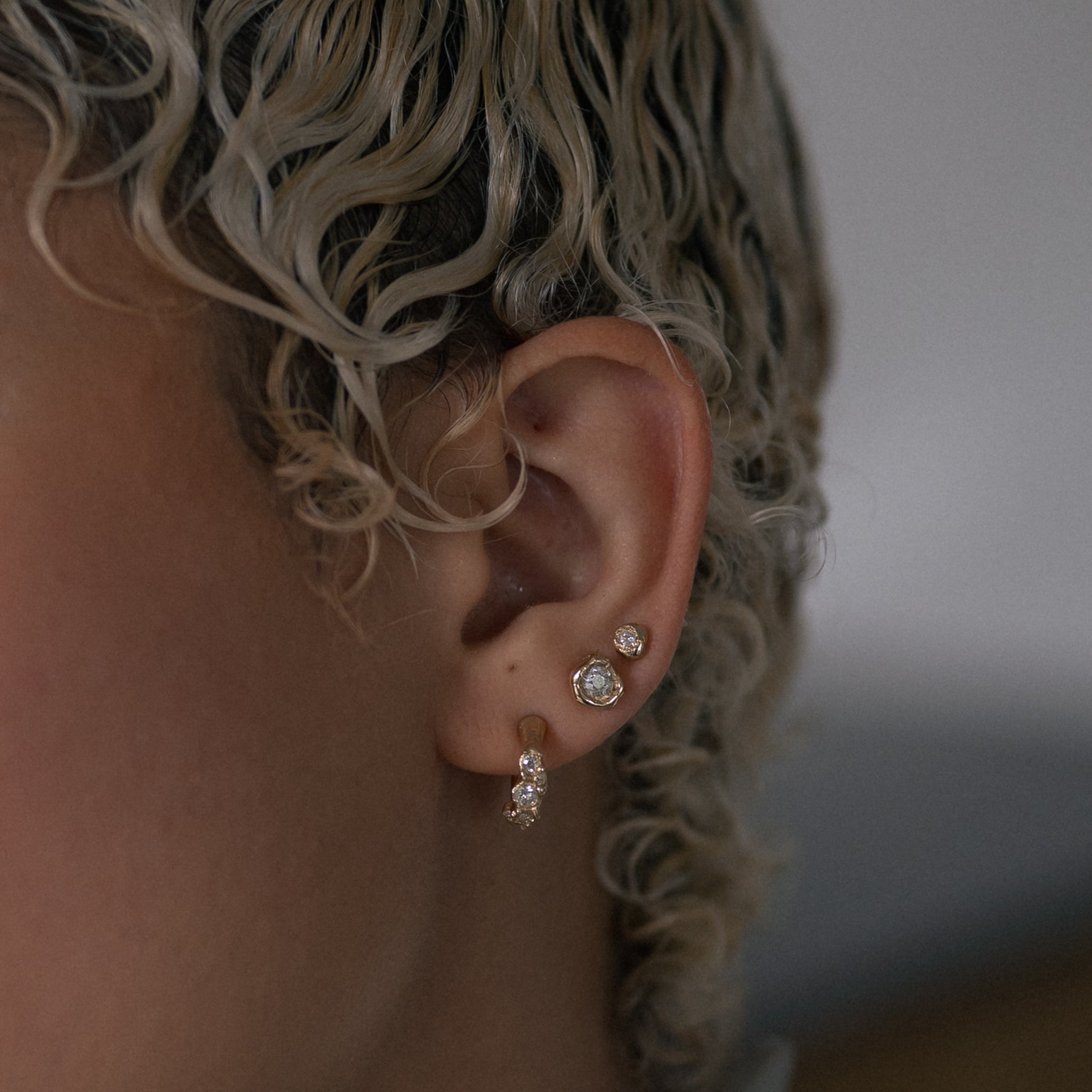 X Old-Cut Diamond Scatter Hoop Earrings