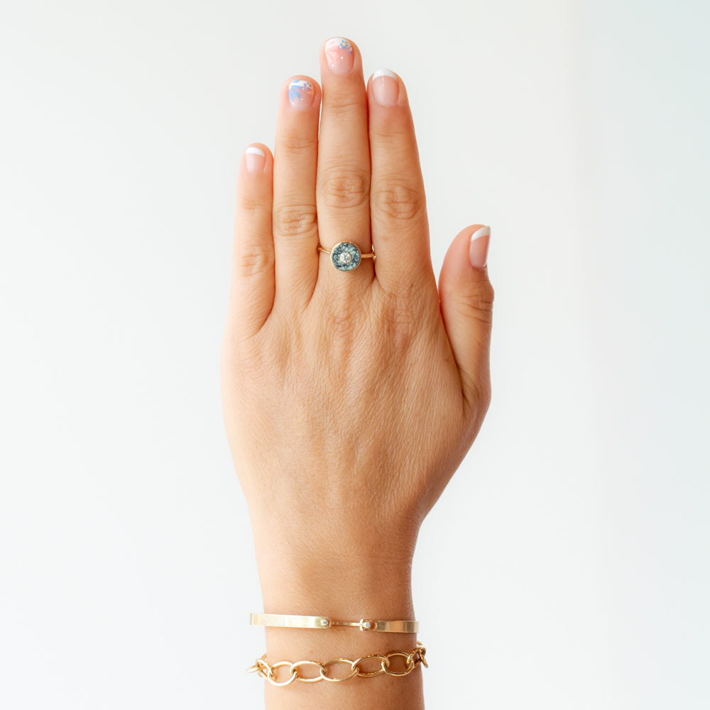 Angel Wing Variscite and Diamond Cerclen Ring