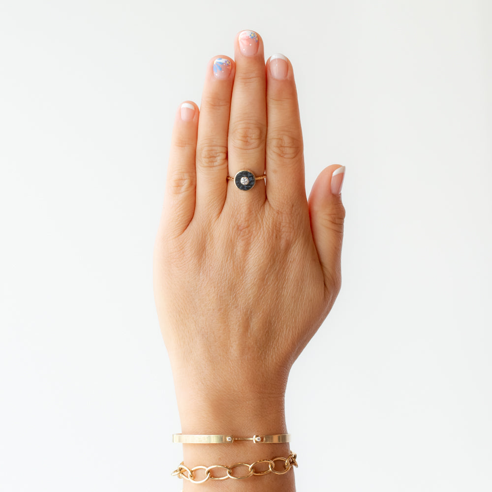 Black Jade and Diamond Cerclen Ring