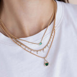 Emerald Cut Emerald Curb Chain Necklace