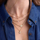 Zoe Chicco | Small Puffed Mariner Chain Necklace with Floating Diamond