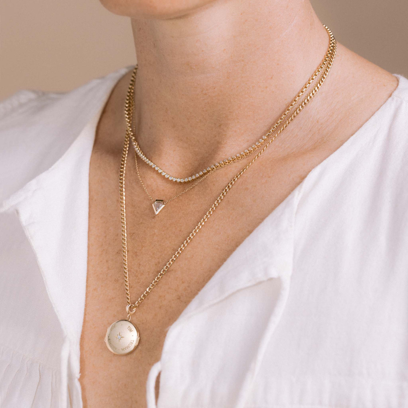 Zoe Chicco | Small Diamond Bezel Tennis Segment Necklace on Box Chain
