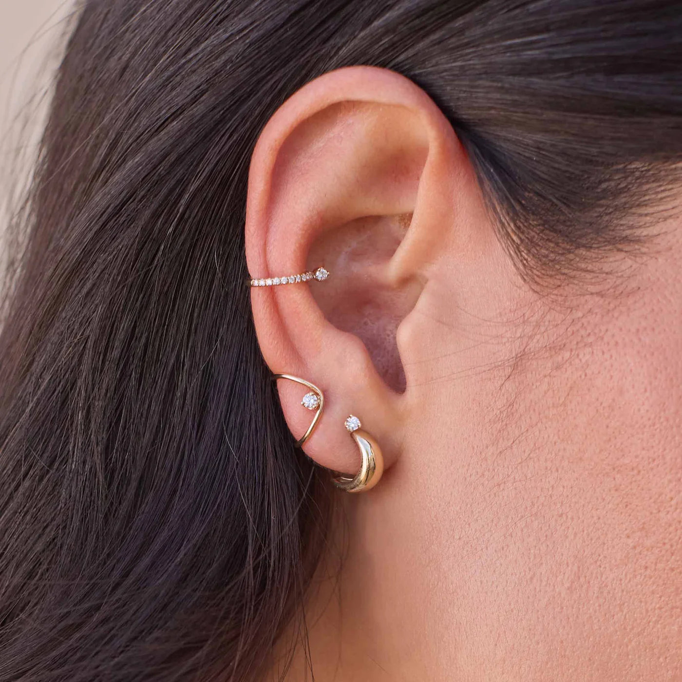 Diamond Thin Aura Huggie Hoops