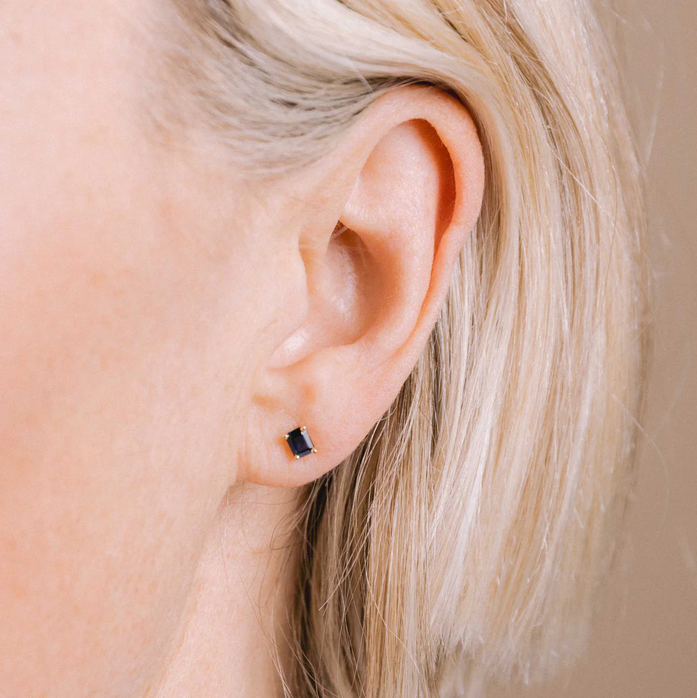 Zoe Chicco | Prong Set Emerald Cut Blue Sapphire Stud Earrings