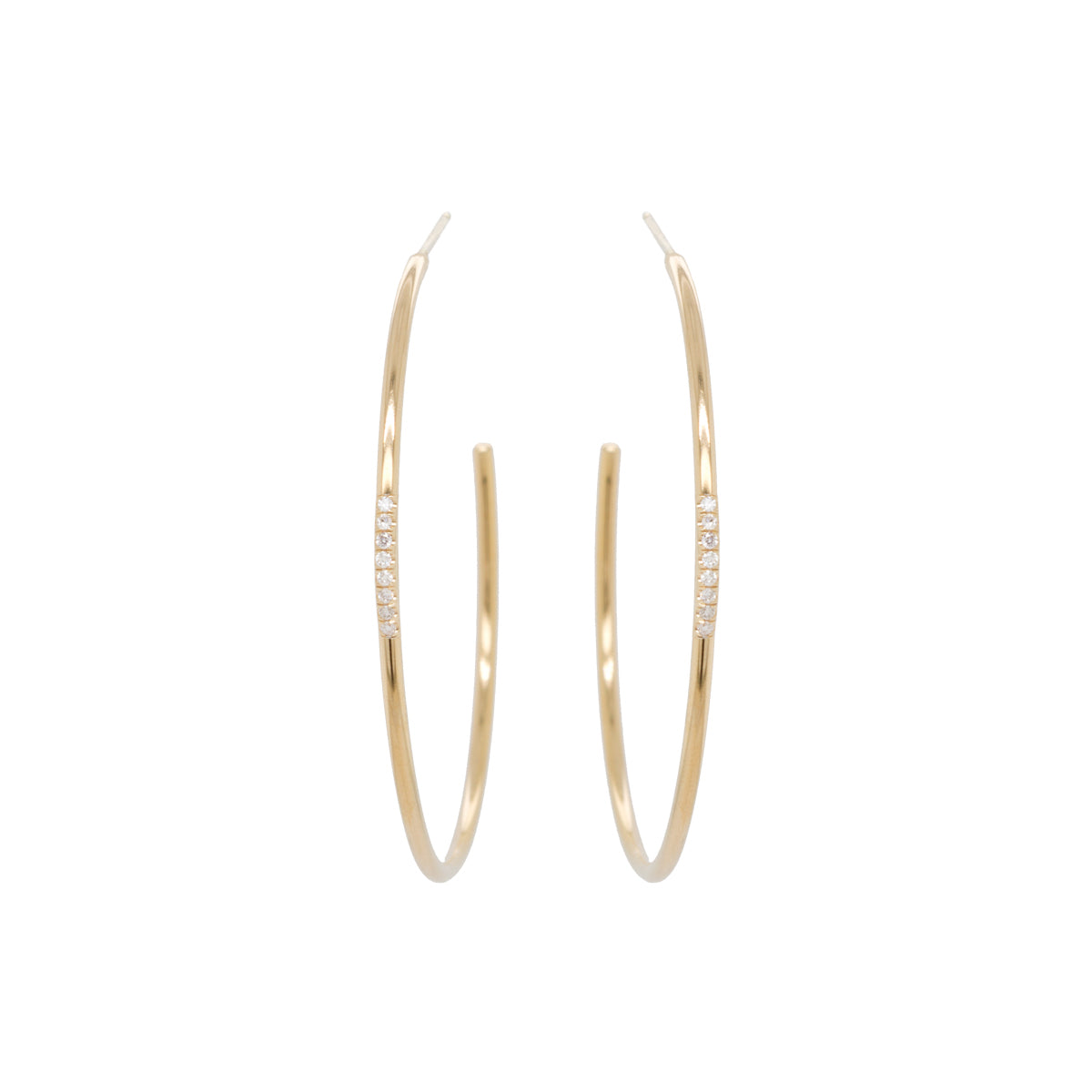 Zoe Chicco | Large Pave Diamond Thick Wire Hoops
