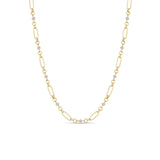 Zoe Chicco | Mixed Chain Necklace with Prong Set White Diamonds