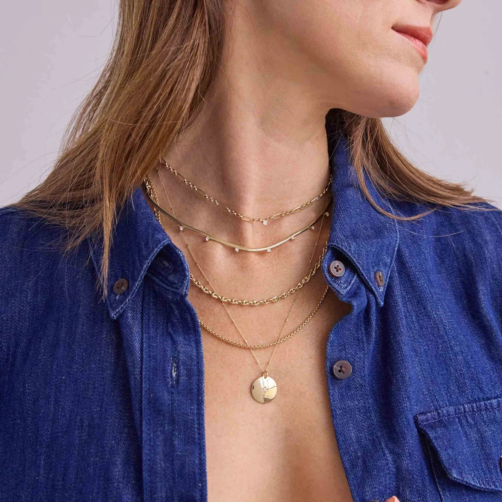 Zoe Chicco | Diamond Dotted Snake Chain Necklace